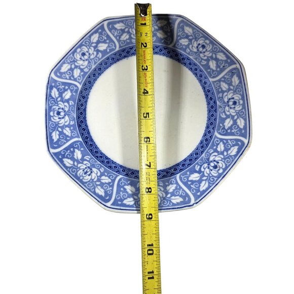 Vtg F. Winkle & Co. Whieldon Ware corona Blue Floral Octagonal Plate - Picture 7 of 7
